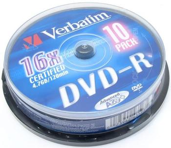 Диск DVD-R Verbatim 4,7 Gb, 16x, 1шт. (10шт на шпинделе)